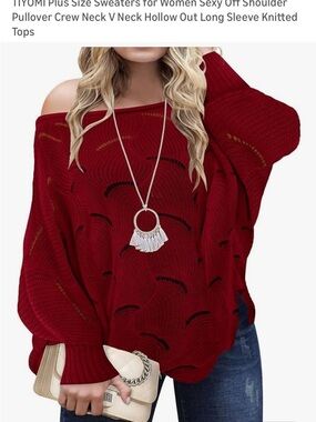 Off-Shoulder Red Knit Sweater Top
